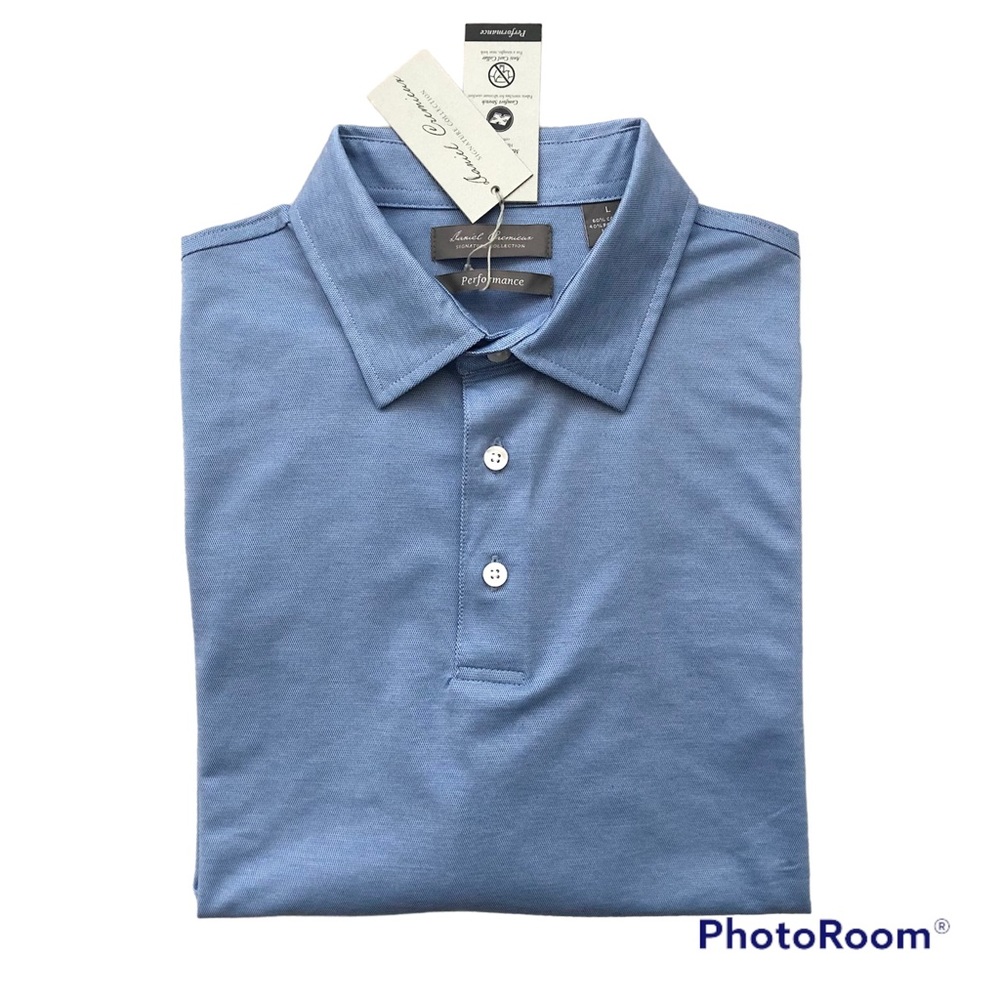 NWT Daniel Cremieux Signature Collection Performance Blue Polo Shirt Large NEW